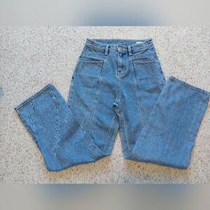 Classic Blue Women's Jeans Wide Leg Hish Rise Korean STYLE